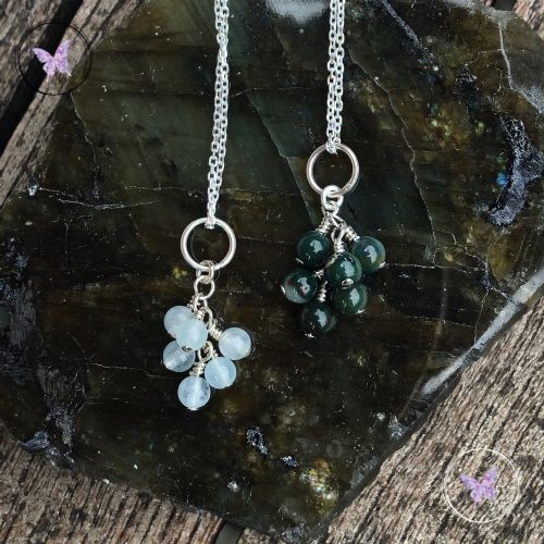 Aquamarine Cluster March Birthstone Necklace